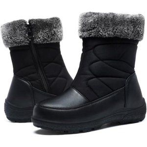 Womens Winter Snow Waterproof Fur Lined Ankle Boots Zipper Anti-Slip Booties